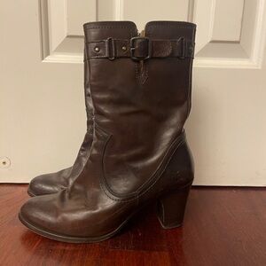 Frye Chocolate Leather Heeled Boots
